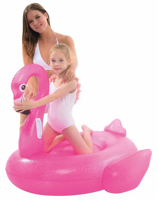 Pool Inflatable Flamingo Pink Mosaic Style Pool Float With Grab Handles Children