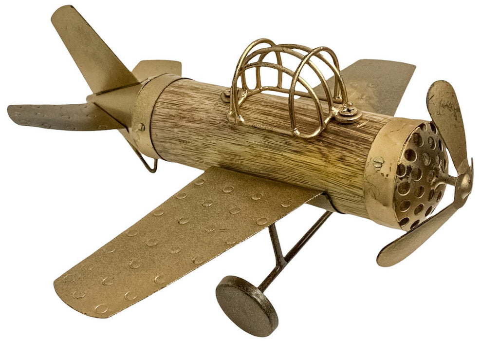 Vintage Airplane Ornament Decorative Model Plane Wood & Metal Retro Design