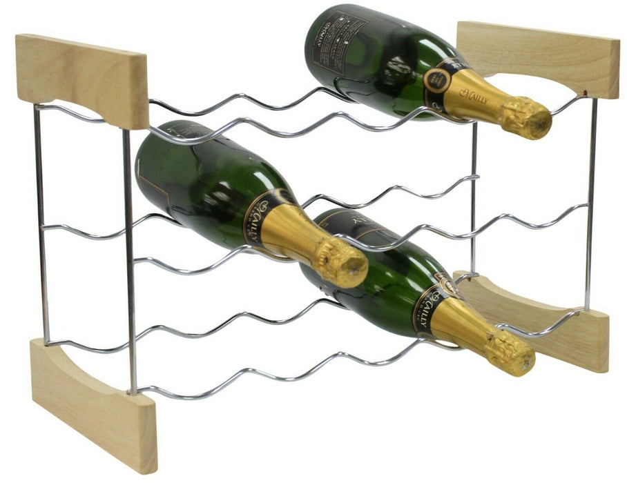 15 Bottle Wine Rack Freestanding 3 Tier Chrome Wine Bottle Holder Storage Unit
