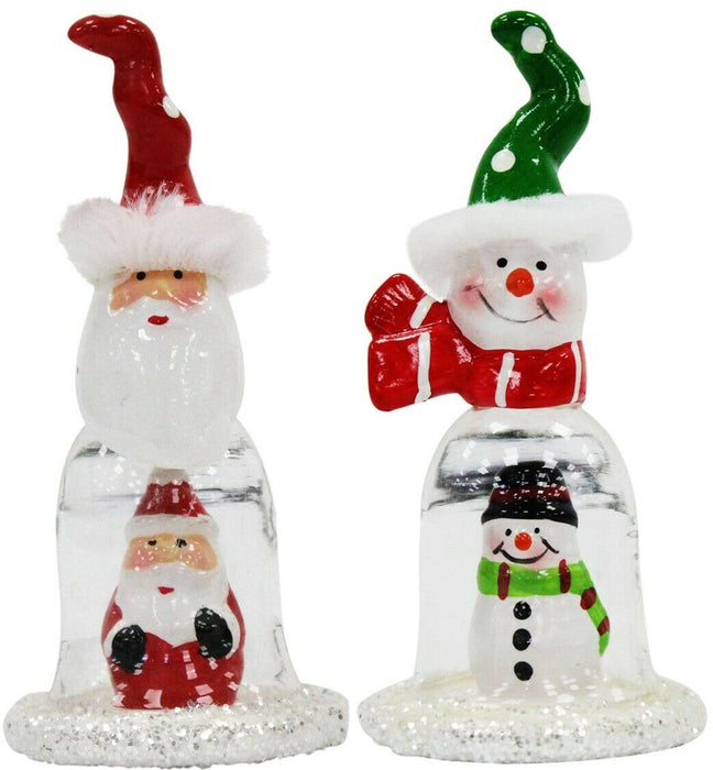 Christmas Dome Ornament - Mini Festive Glass Decoration Santa Snowman Figurine