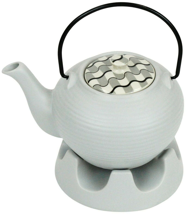Japanese Teapot Light Grey Striped & Teapot Warmer Ceramic Jameson Tailor 6 Cup