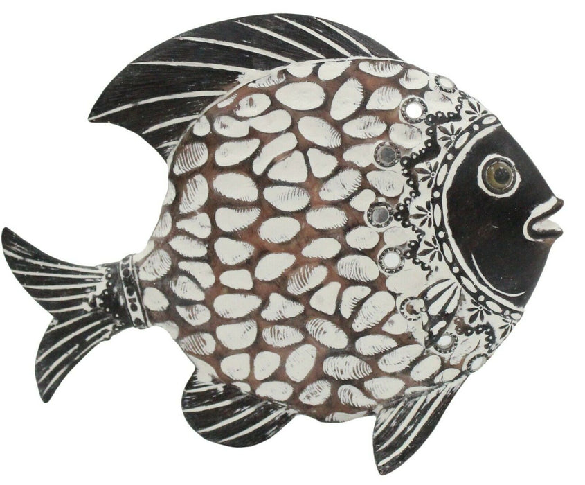 22cm Beautiful Centerpiece Brown White Fish Intricate Detail Sculpture Figurine
