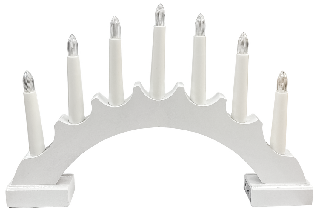 Christmas Candle Bridge White Wood 7 LED Candle Arch Xmas Window Decor