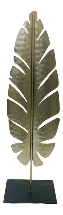 Metal Willow Leaf Candle Holder Ornament Gold Silver Brushed Centrepiece 62cm