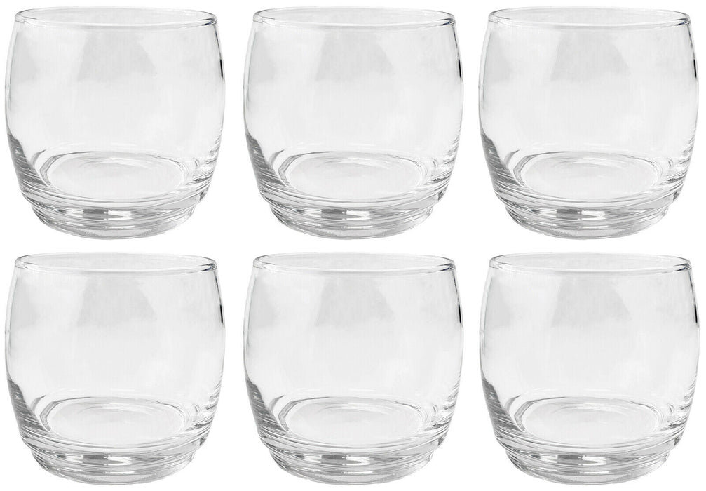 Set Of 6 Glass Tumblers Classic Round Design Clear Glassware Drinking Cups 325ml