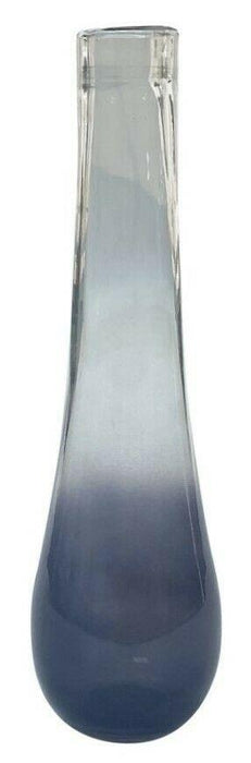 28cm Tall Glass Bud Vase Clear Blue Ombre Design Decorative Table Flower Vase
