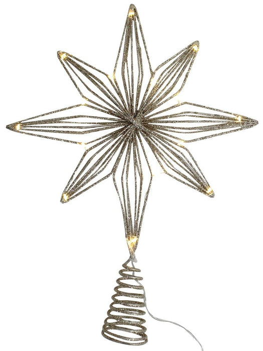 Rammento Christmas Tree Gold Glitter Star Topper LED Lights 35x 25cm/13.78x9.84"