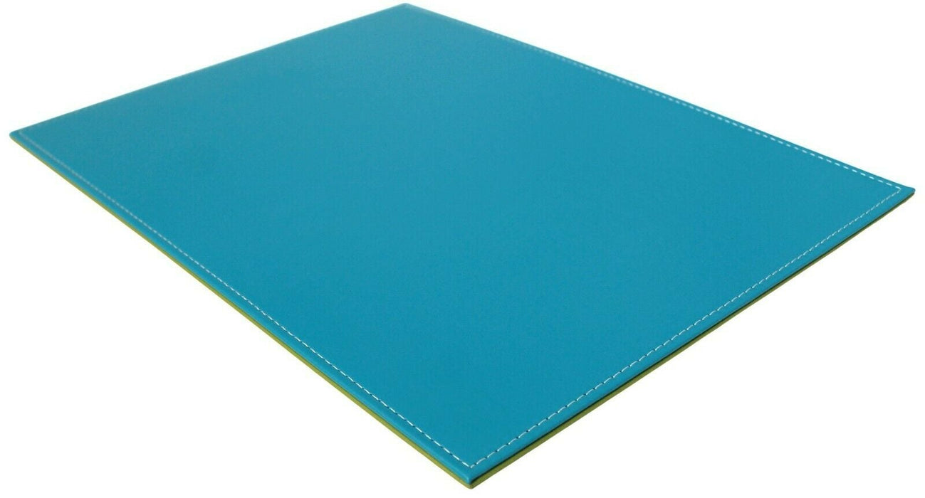 Large Placemats Reversible Set Of 4 Blue Green Faux Leather 40x30cm Rectangle
