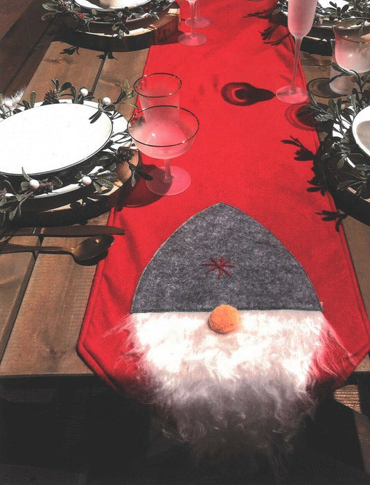 Red Felt Table Runner Christmas Table Runner With Gonk 180 cm x 35 cm