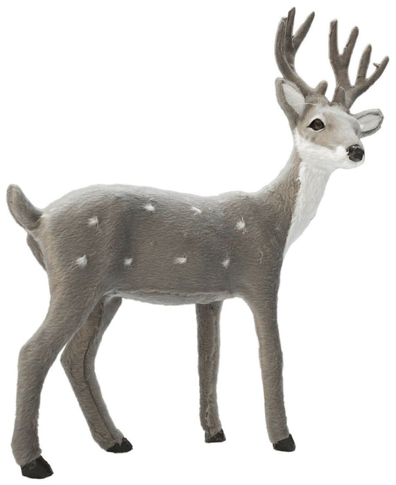 Fuzzy Grey Reindeer Figurine Soft Standing Deer Christmas Ornament Winter Stag