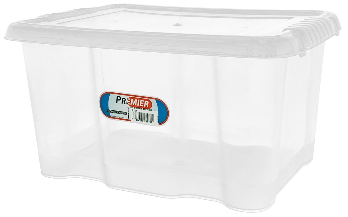 24 Litre Clear Storage Box With Lid Container Stackable File Storage Boxes