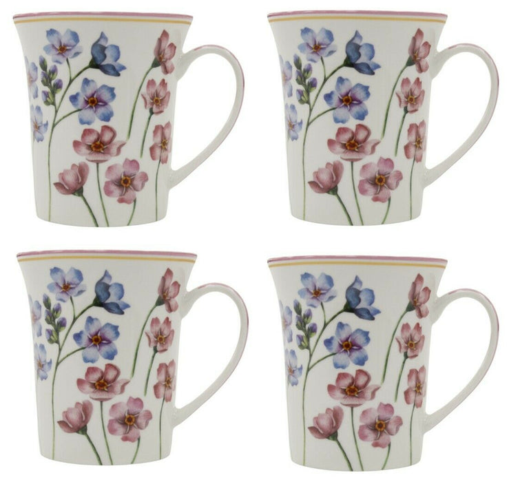 Set of 4 Leonardo Collection Fine China Gift Boxed Floral Design Mug Set 300ml