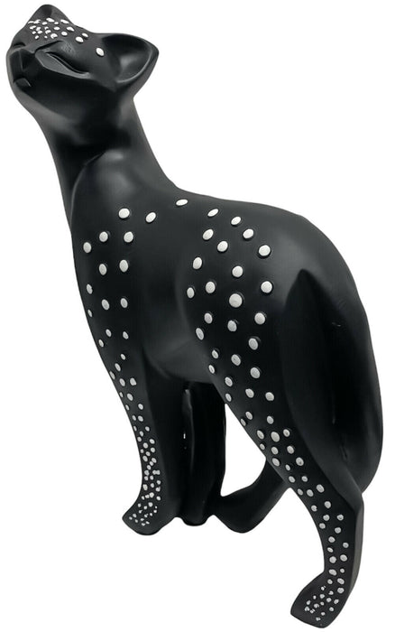 Black Cat Figurine Resin Standing Cat Animal Sculpture Decorative Shelf Ornament