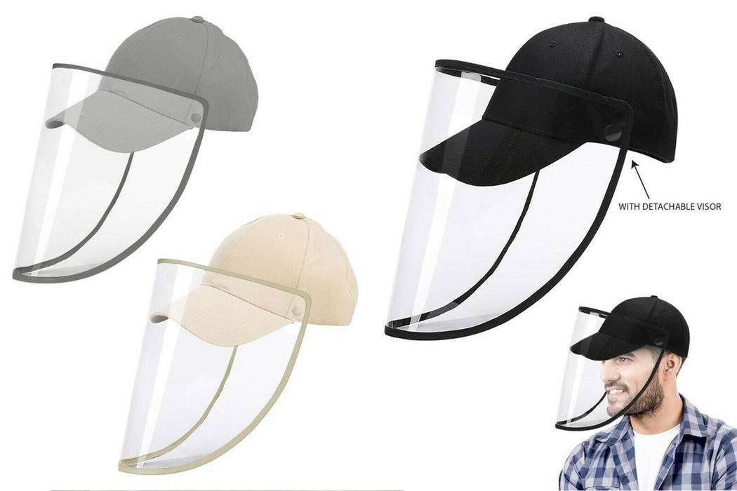 Adults Baseball Cap With Detachable Visor Face Visor On Cap