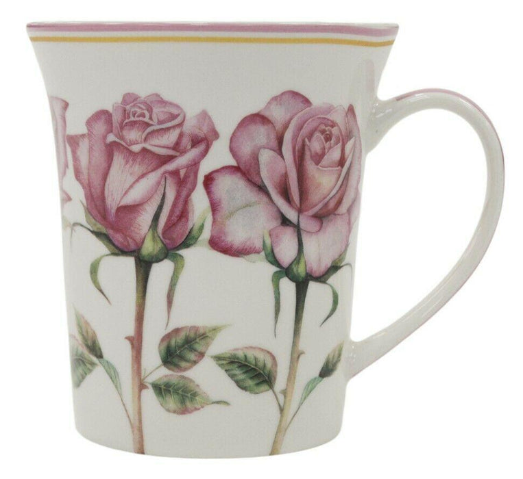 Set of 4 Leonardo Fine China Mugs Gift Boxed Floral Rose Design Mug Set 300ml