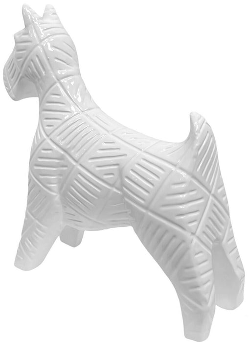 Terrier Dog Figurine Modern Ceramic Animal Sculpture Shelf Decor Ornament White