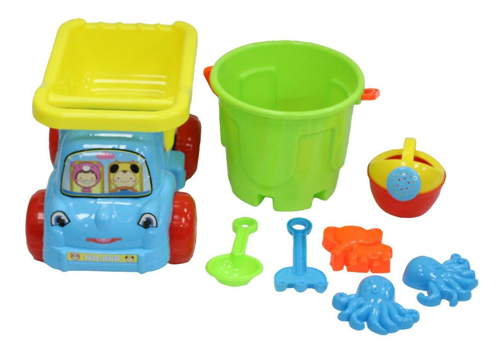 Childrens Toy Truck Little Spades And Sand Molds Beach Bucket Toys Blue 8 Piece