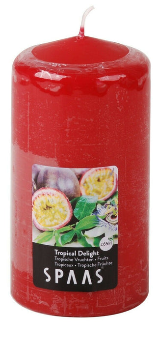 SPAAS 65 Hour Pillar Candle Scented Red Candle Tropical Delight Exotic Fruit