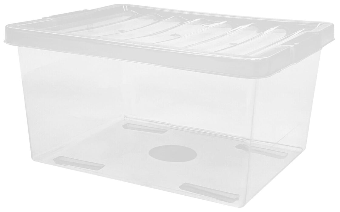 Clear Plastic Storage Box 27 Litre Clear Box With Lid Strong Quality Container