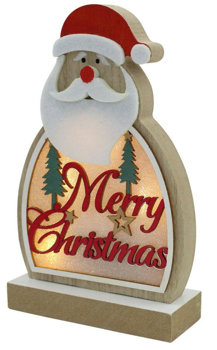 Wooden Led Santa - Christmas LED Decoration Ornament LED Merry Christmas