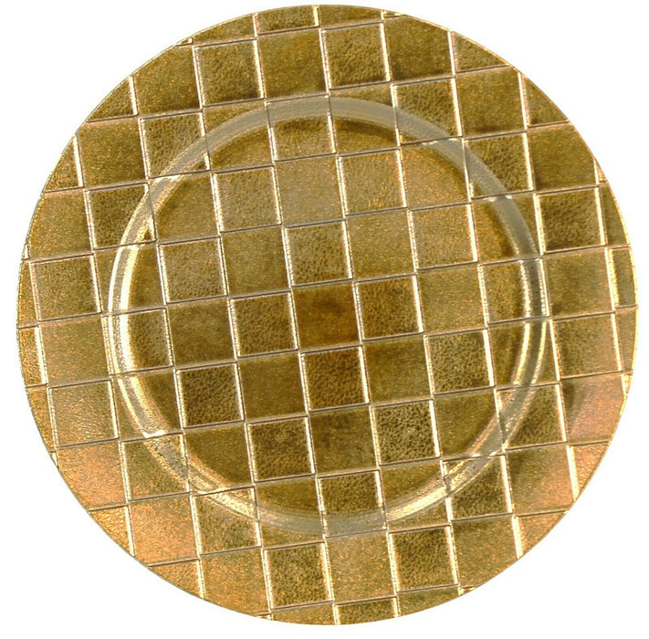 Set Of Gold Charger Plates 33cm Under Plates Round Chargers Checkered Christmas