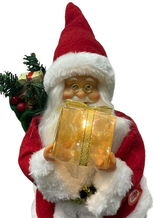 Musical Christmas Santa Ornament LED Light Up Father Christmas Figurine 30cm