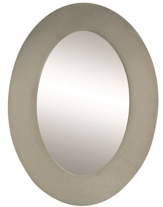 50cm Oval Velvet Framed Wall Mirror Cream