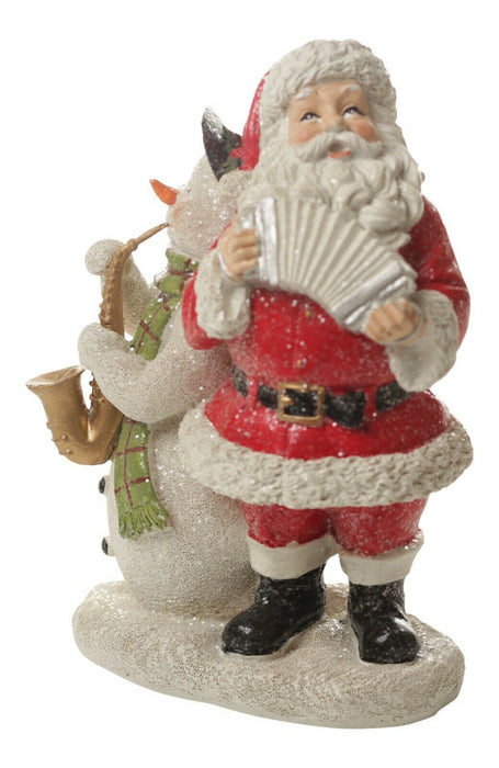 Christmas Santa Snowman Ornament Sparkly Xmas Figurine Playing Instruments 23cm