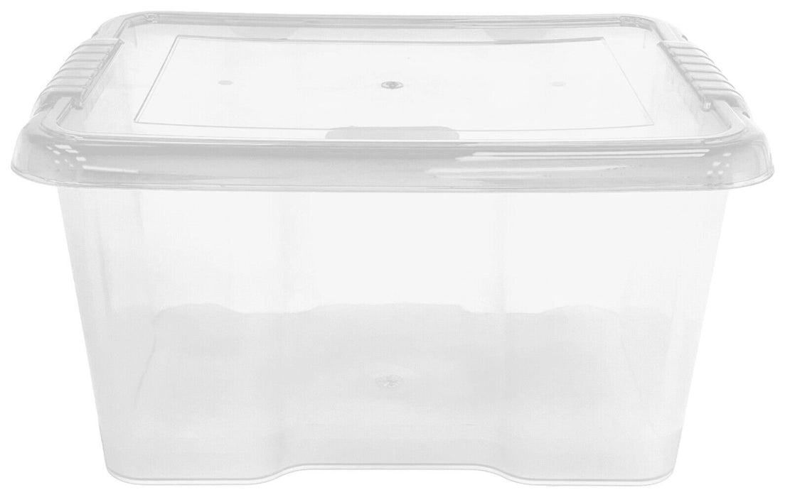 24 Litre Clear Storage Box With Lid Container Stackable File Storage Boxes