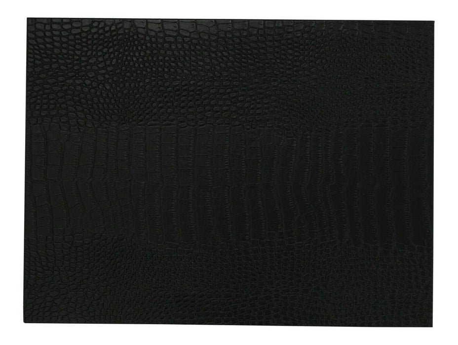 Set of 4 Large Black Faux Letaher Placemats Double Sided Croc & Smooth 40x30cm