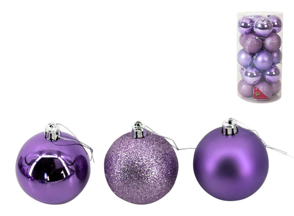 20 Pack Shatterproof Purple Baubles for Christmas Tree | 8cm/3.15”