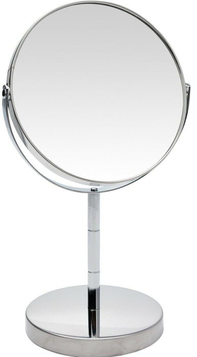 Double Sided Makeup Mirror Magnified x 2 Swivel Mirror On Stand Chrome