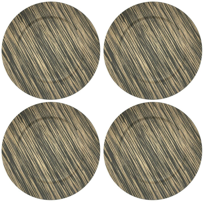 Set of 4 Wood Effect Charger Plates Large 33cm Under Plates Natural Wood Design