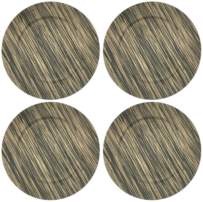 Set of 4 Wood Effect Charger Plates Large 33cm Under Plates Natural Wood Design