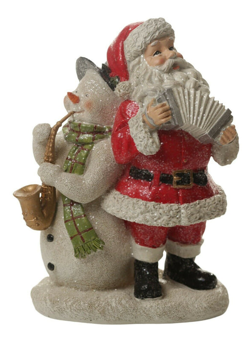 Christmas Santa Snowman Ornament Sparkly Xmas Figurine Playing Instruments 23cm
