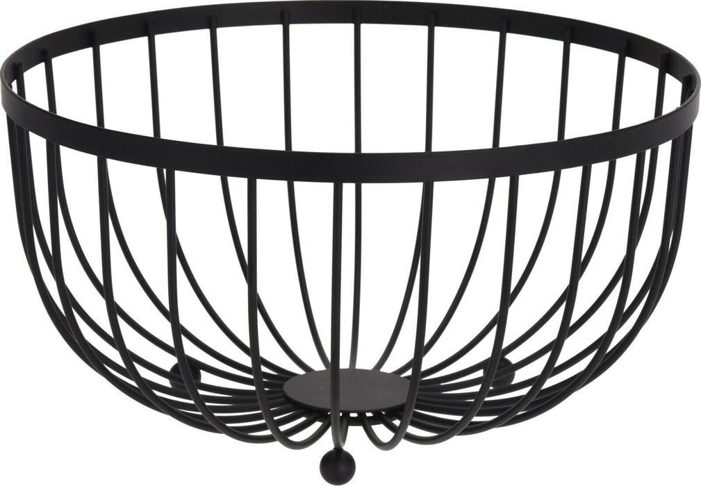 Large Round Black Fruit Bowl Storage Display Basket Centerpiece Bowl
