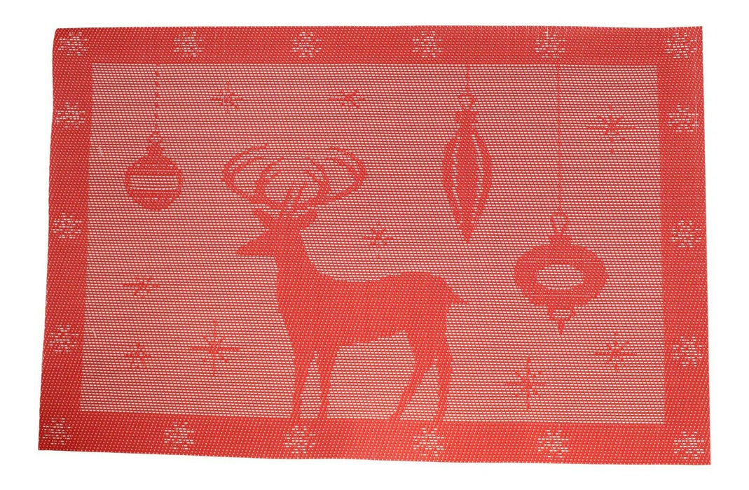 Set of 4 Large Red Rectangle Placemats Place mats Christmas Placemats Reindeer