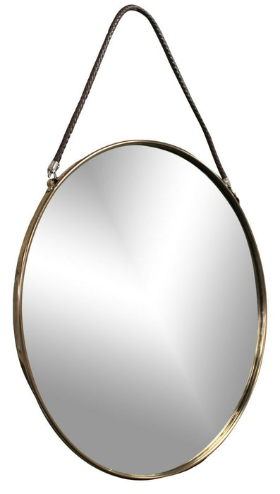 Large Round Wall Mirror With Modern Rope 38cm Wall Mirror Metal Frame Rose Gold