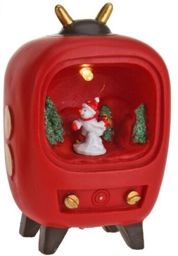 Christmas Decoration In Tv Set With Led Light Reindeer Snowman Santa