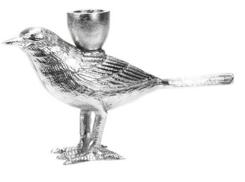 11cm Tall Silver Candle Stick Original Unique Candle Holder Wildlife Birds