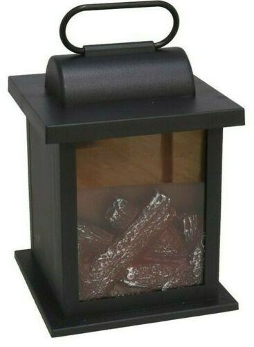 Christmas LED Lantern With Real Coal Fire Effect Festive Lightup Xmas Ornament