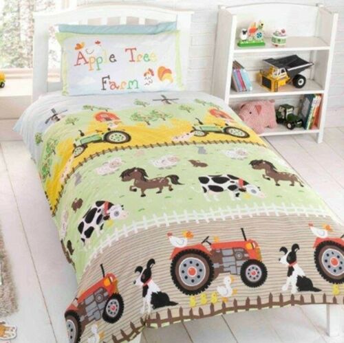 Childrens Duvet Cover Set - Single Cotton Easy Care Fun Filled Farm Bedding Set